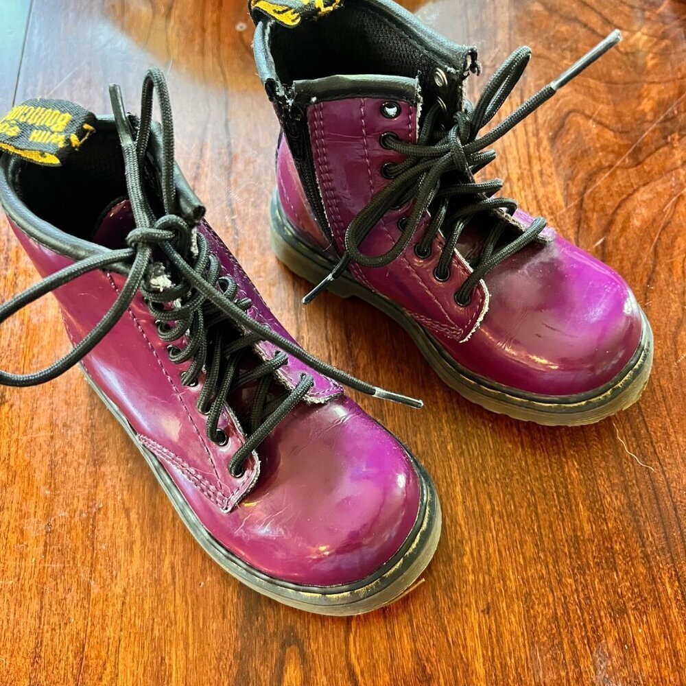 Dr. Martens Kids‎ Purple Patent Leather Boots- sz 7